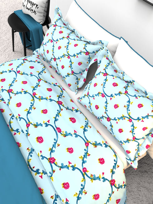 The White Moss Denmark Double bed 100% cotton bedsheet with 2 pillow covers